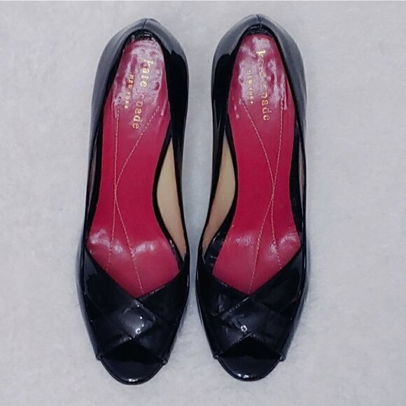 KATE SPADE Gwennie black patent leather open toe heels - Picture 4 of 8